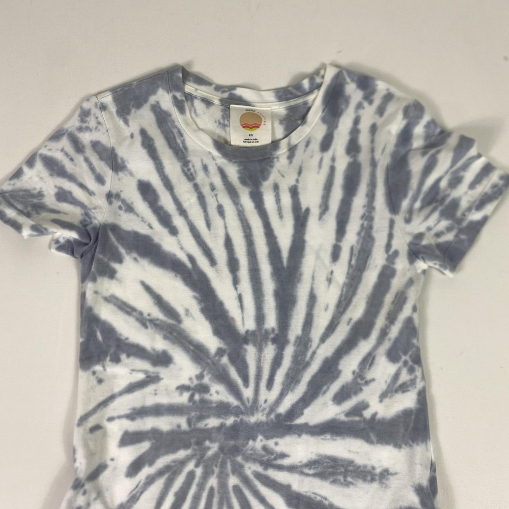 Daily Practice T-Shirt Dress Womens XS Blue Tie Dye Cotton Side Slit Casual